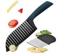 Rdlobu 2 Pièces Couteau Ondulé à Frites, Trancheuse à Frites, Coupe Frite Ondulée INOX, Coupe Legume Ondulé, Couteau à Vague pour Légumes, Frites, Fruits - pour Les Beaux Motifs de Coupe