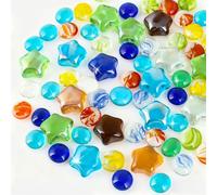 Rdlobu 500g de Galets en Verre Multicolores pour Enfants, Étoile et Cercle