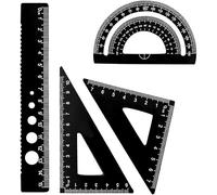 RDNKVB 4pcs Ensemble d'outils de géométrie mathématique Ensemble de règles en Alliage d'aluminium Kit de géométrie mathématique Dessin et Mesure Fournitures Scolaires