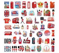 RDNKVB 50 Pièces Ensemble de Stickers Autobus de Londres Mignon Déco pour Auto Ordinateur Portable Skateboard Vélo Moped Moto Vélo Informatique Adapté pour Adultes Enfants