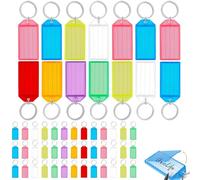 RDNKVB 50pcs Étiquette de clé en plastique avec étiquette en papier vierge doublée couvercle transparent et anneau fendu pour un identifiant d'article robuste