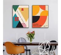 RDRDtbtr Affiche abstraite moderne imprimée multicolore motif Bauhaus art mural esthétique nordique peinture sur Toile tableau pour salon Decoration d'intérieur 60 x 80 cm x 2 sans cadre