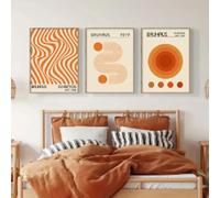RDRDtbtr Affiches murales géométriques modernes avec lignes orange Bauhaus affiches abstraites peinture sur Toile tableau minimaliste images de salon Decoration d'intérieur 50 x 70 cm x 3 sans cadre