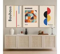 RDRDtbtr Art mural moderne du milieu du siècle Bauhaus Géométrie Graphique Peinture sur toile Abstrait Poster Impression murale Image murale Salon Décoration de la maison 50 x 70 cm x 3 sans cadre