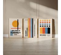 RDRDtbtr Bauhaus - blocs de lignes géométriques colorées Toile tableau d'art mural affiches et imprimés nordiques Tableaux pour salon Decoration d'intérieur 50x70cm x 3 sans cadre