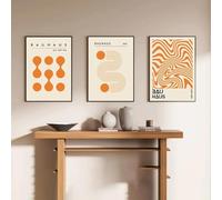 RDRDtbtr Bauhaus Orange Ligne Géométrique Toile tableau Peinture Affiches Moderne Abstrait Murale Art Photos Salon Decoration de La Maison 50x70 cmx3 Sans Cadre