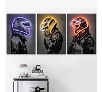 RDRDtbtr Néon F1 Voiture de Course Pilote Toile tableau Peinture Affiches Abstraite Toile tableau Murale Art Tableaux pour Salon Mural Decoration à la Maison 50x70 cm x 3 sans Cadre