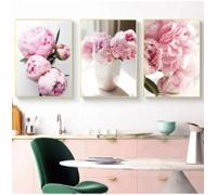 RDRDtbtr Nordique élégant pivoine fleurs Toile tableau peinture affiche et moderne belle Murale Art Tableaux chambre salon Decoration à la maison 50x70 cm x 3 sans cadre