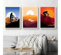 RDRDtbtr Peinture sur Toile tableau abstraite moderne de sport en plein air affiche et de vélo de montagne tableau d'art mural salon chambre à coucher Decoration d'intérieur 30x50 cm x 3 sans cadre