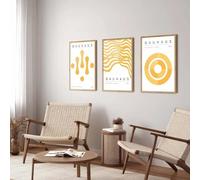 RDRDtbtr Peinture sur Toile tableau avec ligne de motif Bauhaus jaune minimaliste art mural médiéval moderne affiches imprimées Decoration de salon de maison 50 x 70 cm x 3 sans cadre