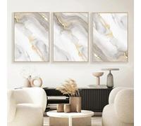 RDRDtbtr Peinture sur Toile tableau moderne avec texture de marbre gris doré abstraite art mural salle à manger salon Decoration intérieure de la maison 50 x 70 cm x 3 sans cadre