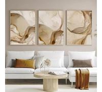 RDRDtbtr Toile tableau d'art mural moderne en marbre beige marron et doré affiches abstraites images imprimées Decoration intérieure de salon 50 x 70 cm x 3 sans cadre