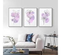 RDRDtbtr Toile tableau murale avec fleurs lilas et blocs de couleurs pastel violets affiches abstraites images pour salon Decoration d'intérieur 40 x 60 cm sans cadre