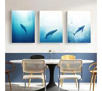 RDRDtbtr Toile tableau murale moderne avec animaux de l'océan bleu de baleines affiches murales galerie d'images intérieure Decoration d'intérieur salon maison 50 x 70 cm x 3 sans cadre