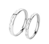 RDSGYZ Bagues de fiançailles réglables pour couples, alliances pour elle et lui en argent sterling, motif battement de cœur, ensemble de bagues d'anniversaire pour homme et femme