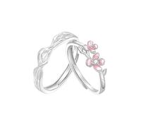 RDSGYZ Bagues de fiançailles réglables pour couples, pour elle et lui - En argent sterling - Branches et fleurs - Ensemble de bagues d'anniversaire pour homme et femme