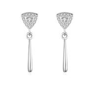 RDSGYZ Boucles d'oreilles pendantes en or blanc 750 585 375 - En or véritable - Cylindre et triangle avec moissanite - Hypoallergéniques - Pour femme - Mariage