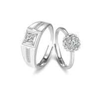 RDSGYZ Ensemble d'alliances pour couples en argent sterling 925, bagues de fiançailles assorties pour elle et lui, bague de fiançailles et bague chevalière avec oxyde de zirconium