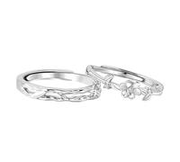 RDSGYZ Ensemble de bagues de fiançailles et de mariage pour elle et lui, en argent sterling 925, bagues de couple, branches et gardénia, bague de mariage réglable