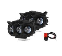 Rdtnvc Phare 1/2pcs Phare De Moto LED Spot Light Forme 3 Lumière 5 Modes Trois Couleurs Stroboscopique Feu Brouillard Moto Lampe Course Phares Avant Assemblage(2LED with switch)