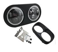 Rdtnvc Phare Pour Road Pour Glide 2004 2005 2006 2007 2008 2009 2010 2011 2012 2013 Moto Double Projecteur LED Phare Accessoires 2inl Haut/Bas Double Phares Avant Assemblage(B Black)