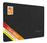 Rdutuok Grand tableau d'affichage décoratif pliable en feutre avec ruban adhésif, 20 punaises - Alternative décorative en liège pour bureau, maison, école - Noir - 118 x 90 cm