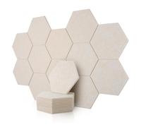 Rdutuok Lot de 12 panneaux acoustiques - 30 x 26 x 1 cm - Hexagone - Absorbeur acoustique - Panneaux muraux pour studio d'enregistrement, bureau, studio et décoration murale (chameau)