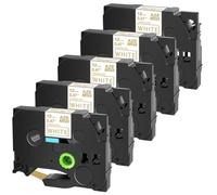 RDWQDGJG 5 Pack Compatible 12 mm laminés sur la Cartouche de Bande à étiquette Blanche Cassette Fonctionne avec TZE-234 Compatible avec PT-1000 PT-H101C PT-H105