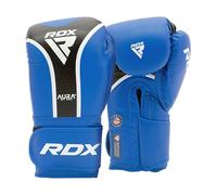 RDX Aura Plus T-17 Gants de Boxe en Cuir Maya Hide, Rembourrage MG-3 et Mousse Max-Shock pour entraînement, Sparring, Kickboxing et Muay Thai Sangle Quick-EZ Bleu 340 g