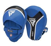 RDX Aura Plus T17 Focus Pads - Maya Hide Leather IMF Foam Padding, Palm Dome Grip - Boxe & MMA Strike Training for Men & Women - Crochet, Jab, Cross Practice - Taille Unique - Or, Bleu, Rouge (Bleu)