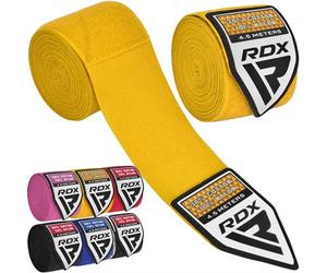 RDX Boxe Bandages de Boxe Wraps MMA Gants élastique Boucle pour Pouce 4,5 m sous-Gants Muay Thai, Mixte, Boxbandagen 4,5m Lang, Jaune