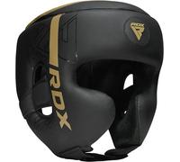 RDX Casque Boxe pour MMA Sparring, D'entraînement, Maya Hide Cuir Kara Head Protection pour Art Martiaux, Muay Thai, Krav Maga, Kickboxing, Karaté et Combat Libre Training Protège,d'or,L
