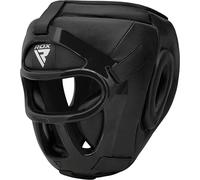 RDX Casque de Boxe MMA Maya Hide, Protection Tête Complète avec Grille Amovible, Sparring Muay Thai Kickboxing - Noir - L