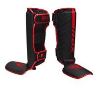RDX F6 KARA MMA Protège Tibias XL Rouge Cuir PU RED