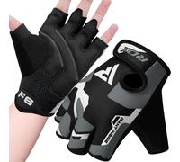 RDX Gants de Fitness Musculation d'haltérophilie D'entraînement, Antidérapant Rembourré Paume Protection Weightlifting Gloves, Cyclisme Aviron Le Sport Levage Poids Gymnastique Homme Femme, Gris, L