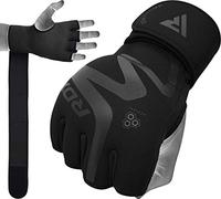 RDX Gants de MMA en cuir, bon pour Muay Thai, sac de frappe de combat pour Homme Petit Noir