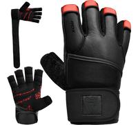 RDX Gants de Musculation Poignet Longue Workout Fitness Gymnastique Entrainement Cuir Maya Hide Powerlifter Halterophilie Gym Gloves