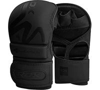 RDX MMA Gants d'entraînement, Convex Skin Cuir, Mitaines pour Grappling Boxe Sparring, Ventilé Ouvert Paume, Protection Poignet Main, Kickboxing Muay Thaï Arts Martiaux Cage Combat Gloves, Homme Femme