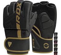 RDX MMA Gants d'entraînement, Maya Hide Cuir, Kara Boxe Mitaines pour Grappling Sparring, Ventilé Paume, Protection Poignet Main, Kickboxing Muay Thaï Arts Martiaux Cage Combat Gloves, Homme Femme