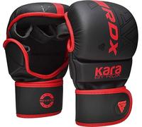 RDX MMA Gants d'entraînement, Maya Hide Cuir, Kara Mitaines Boxe Grappling Sparring,Ouvert Paume,Protection Poignet Main,Arts Martiaux Kickboxing Muay Thaï Combat de Gloves, Hommes Femmes, Rouge L/XL