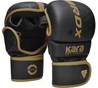 RDX MMA Gants d'entraînement, Maya Hide Cuir, Kara Mitaines Boxe Grappling Sparring, Protection Poignet Main, Arts Martiaux Kickboxing Muay Thaï Combat de Cage Gloves, Hommes Femmes, Blanc S M