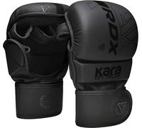 RDX MMA Gants d'entraînement,Maya Hide Cuir,Kara Mitaines Boxe Grappling Sparring,Ouvert Paume,Protection Poignet Main,Arts Martiaux Kickboxing Muay Thaï Combat de Cage Gloves, Hommes Femmes,Noir,S/M