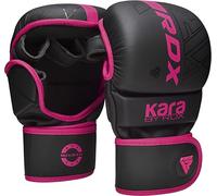 RDX MMA Gants d'entraînement,Maya Hide Cuir,Kara Mitaines Boxe Grappling Sparring,Ouvert Paume,Protection Poignet Main,Arts Martiaux Kickboxing Muay Thaï Combat de Cage Gloves,(Rose,M/L)