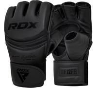 RDX MMA Gants d'entraînement, Maya Hide Cuir, Mitaines Boxe Grappling Sparring, Ventilé Ouvert Paume, Protection Poignet Main, Kickboxing, Muay Thaï, Arts Martiaux Combat Gloves, Homme Femme, Noir, L