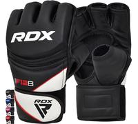 RDX MMA Gants d'entraînement, Maya Hide Cuir, Mitaines Boxe Grappling Sparring, Ventilé Ouvert Paume, Protection Poignet Main, Kickboxing, Muay Thaï, Arts Martiaux Combat Gloves, Homme Femme, Noir, L