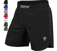 RDX MMA Short Entraînement Kickboxing Short Arts Martiaux Grappling Boxe Cage Fight - Grand Short pour BJJ Muay Thai Fitness Gym Combat Sport L Noir