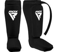 RDX Paire de protège-tibias et pieds en cuir certifiée CE et approuvée par SATRA pour sports de combat L noir