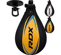RDX Poire de Vitesse Boxe,Sac de Boxe, Vachette Cuir Speed Punching Ball, Plafond Pivotant RotuleD'entraînement Karate Fitness Gym MMA Kickboxing Muay Thai Arts Martiaux Doups de Pied Bag, Blanc