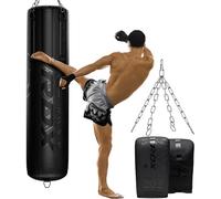 RDX Sac De Frappe Lourd De 1,5 m, 2 Pièces, 3 Pièces Et 4 Pièces, 25 kg Pré-rempli avec Capacité De Remplissage Maximale De 50 kg, Ensemble De Sacs De Boxe avec Gants, Support, Chaîne en Acie
