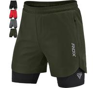 RDX Shorts De Course, Shorts De Sport Homme 2 Fermetures Eclair et 2 Poches pour Téléphone, Elastique Léger à Séchage Rapide pour Fitness Entraînement, Jogging, Natation, Vélo, Yoga